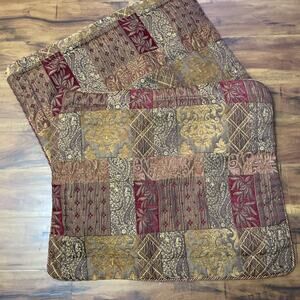 Croscill Galleria Pillow Shams (2) Standard Brown Gold Burgundy Corded Trim